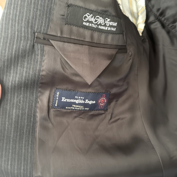 Ermenegildo Zegna Saks Fifth Ave Size 42R Charcoal Pinstriped Suit Pants 36 X 30 - Picture 4 of 11